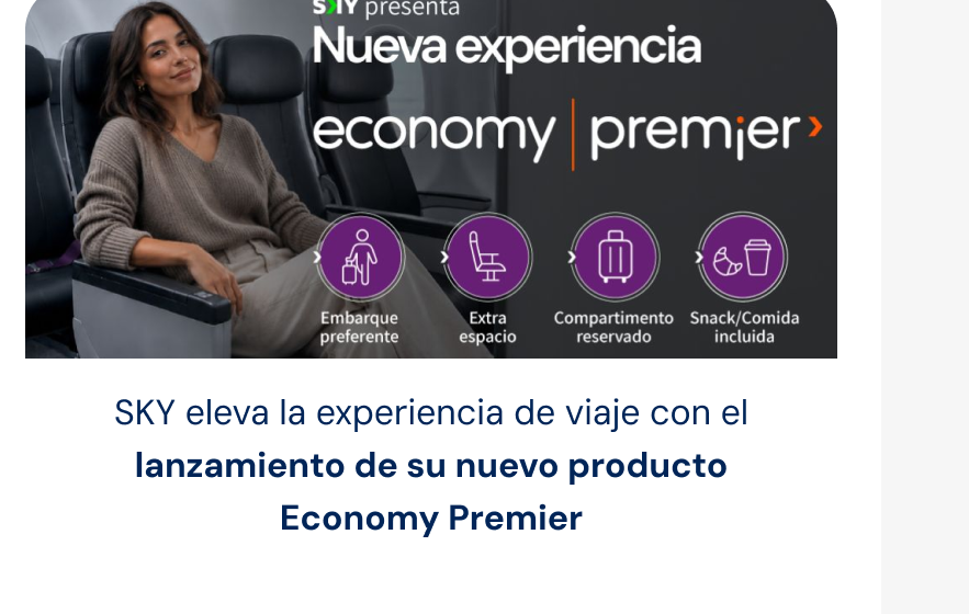 SKY eleva la experiencia de viaje con Economy Premier