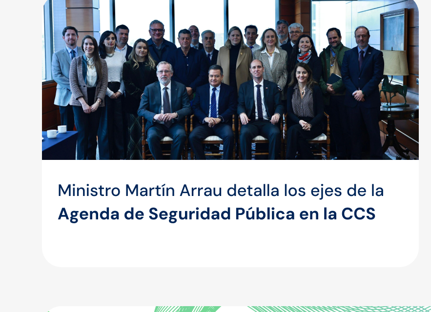 Ministro Martín Arrau detalla los ejes de la Agenda de Seguridad Pública en la CCS