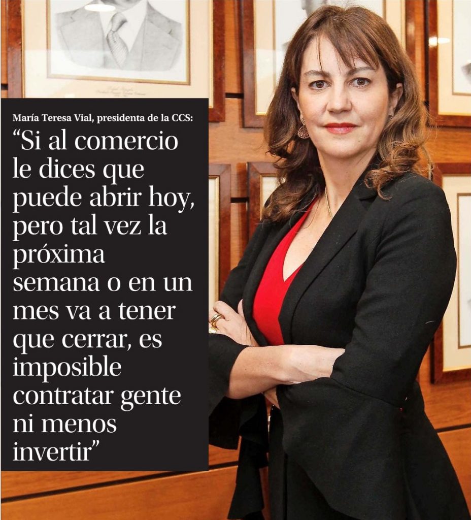 María Teresa Vial: “Si Al Comercio Le Dices Que Puede Abrir Hoy, Pero Tal Vez La Próxima Semana O En Un Mes Va A Tener Que Cerrar, Es Imposible Contratar Gente Ni Menos Invertir” María Teresa Vial: “Si Al Comercio Le Dices Que Puede Abrir Hoy, Pero Tal Vez La Próxima Semana O En Un Mes Va A Tener Que Cerrar, Es Imposible Contratar Gente Ni Menos Invertir”