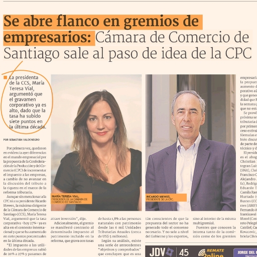 Se Abre Flanco En Gremios De Empresarios: Cámara De Comercio De Santiago Sale Al Paso De Idea De La Cpc (03/03/2023) Se Abre Flanco En Gremios De Empresarios: Cámara De Comercio De Santiago Sale Al Paso De Idea De La Cpc (03/03/2023)