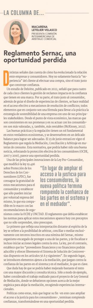 Reglamento Sernac, Una Oportunidad Perdida