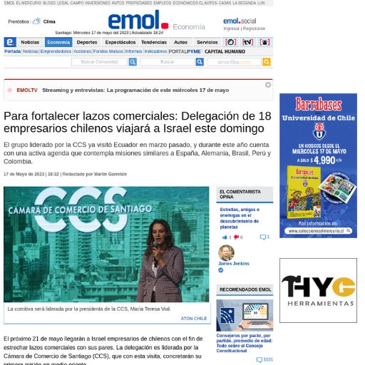 Para Fortalecer Lazos Comerciales: Delegación De 18 Empresarios Chilenos Viajará A Israel Este Domingo (17/05/2023) Para Fortalecer Lazos Comerciales: Delegación De 18 Empresarios Chilenos Viajará A Israel Este Domingo (17/05/2023)