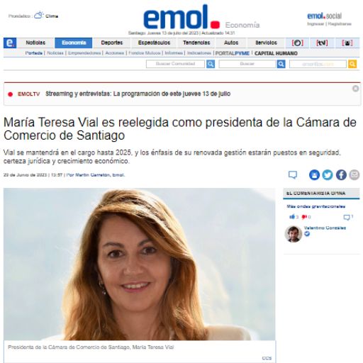 María Teresa Vial Es Reelegida Como Presidenta De La Cámara De Comercio De Santiago María Teresa Vial Es Reelegida Como Presidenta De La Cámara De Comercio De Santiago