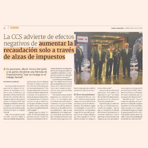 La Ccs Advierte De Efectos Negativos De Aumentar La Recaudación Solo A Través De Alzas De Impuestos (28/07/2023) La Ccs Advierte De Efectos Negativos De Aumentar La Recaudación Solo A Través De Alzas De Impuestos (28/07/2023)