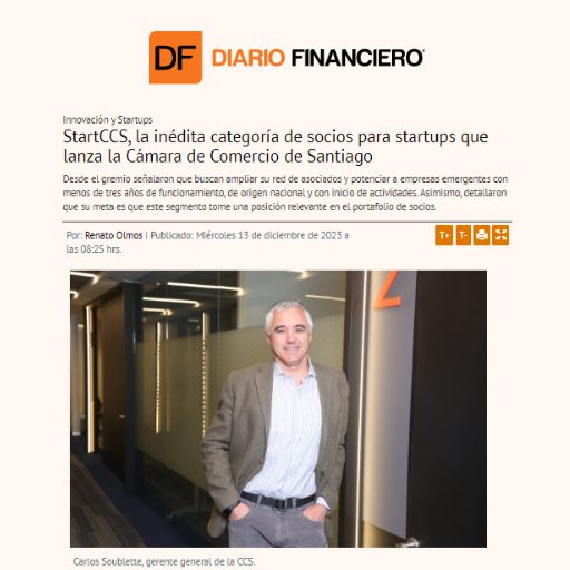 Startccs, La Inédita Categoría De Socios Para Startups Que Lanza La Cámara De Comercio De Santiago (13/12/2023) Startccs, La Inédita Categoría De Socios Para Startups Que Lanza La Cámara De Comercio De Santiago (13/12/2023)