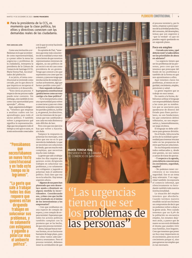 Entrevista A Presidenta De La Ccs: “Las Urgencias Tienen Que Ser Los Problemas De Las Personas” Entrevista A Presidenta De La Ccs: “Las Urgencias Tienen Que Ser Los Problemas De Las Personas”