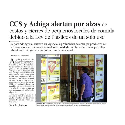 Ccs Y Achiga Alertan Por Alzas De Costos Y Cierres De Pequeños Locales De Comida Debido A La Ley De Plásticos De Un Solo Uso (30/01/2024) Ccs Y Achiga Alertan Por Alzas De Costos Y Cierres De Pequeños Locales De Comida Debido A La Ley De Plásticos De Un Solo Uso (30/01/2024)