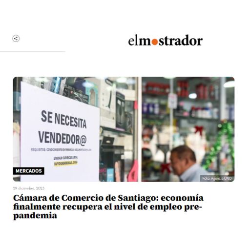 Cámara De Comercio De Santiago: Economía Finalmente Recupera El Nivel De Empleo Pre-Pandemia (29/12/2023) Cámara De Comercio De Santiago: Economía Finalmente Recupera El Nivel De Empleo Pre-Pandemia (29/12/2023)