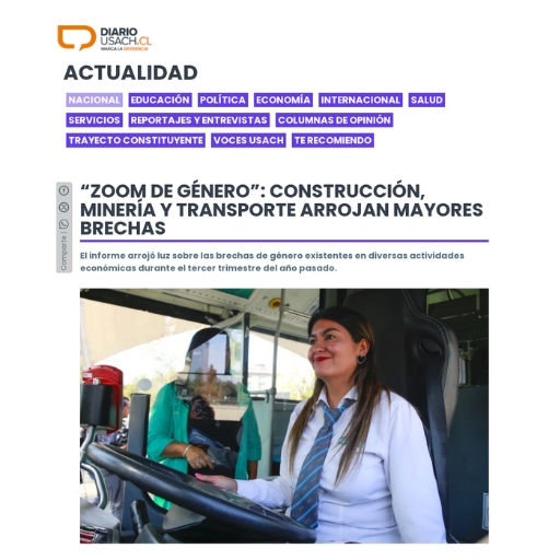 “Zoom De Género”: Construcción, Minería Y Transporte Arrojan Mayores Brechas (14/01/2023) “Zoom De Género”: Construcción, Minería Y Transporte Arrojan Mayores Brechas (14/01/2023)
