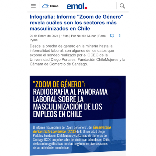Infografía: Informe &Quot;Zoom De Género&Quot; Revela Cuáles Son Los Sectores Más Masculinizados En Chile (29/01/2024) Infografía: Informe &Quot;Zoom De Género&Quot; Revela Cuáles Son Los Sectores Más Masculinizados En Chile (29/01/2024)