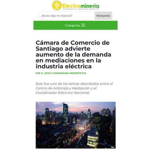 Cámara De Comercio De Santiago Advierte Aumento De La Demanda En Mediaciones En La Industria Eléctrica (05/02/2024) Cámara De Comercio De Santiago Advierte Aumento De La Demanda En Mediaciones En La Industria Eléctrica (05/02/2024)