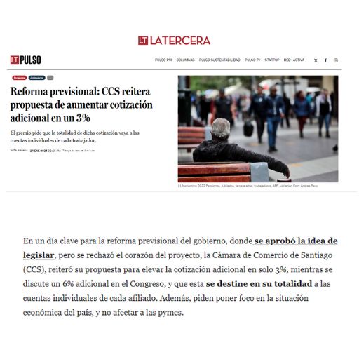 Reforma Previsional: Ccs Reitera Propuesta De Aumentar Cotización Adicional En Un 3% (24/01/2024) Reforma Previsional: Ccs Reitera Propuesta De Aumentar Cotización Adicional En Un 3% (24/01/2024)