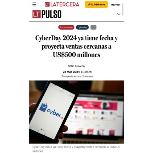 Cyberday 2024 Ya Tiene Fecha Y Proyecta Ventas Cercanas A Us$500 Millones (28/05/2024) Cyberday 2024 Ya Tiene Fecha Y Proyecta Ventas Cercanas A Us$500 Millones (28/05/2024)