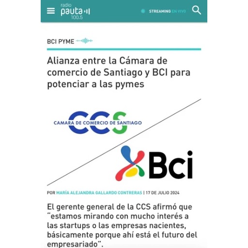 Alianza Entre La Cámara De Comercio De Santiago Y Bci Para Potenciar A Las Pymes (17/07/2024) Alianza Entre La Cámara De Comercio De Santiago Y Bci Para Potenciar A Las Pymes (17/07/2024)