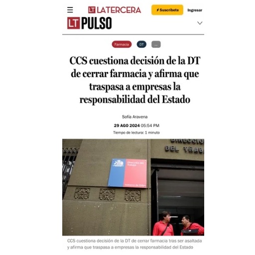 Ccs Cuestiona Decisión De La Dt De Cerrar Farmacia Y Afirma Que Traspasa A Empresas La Responsabilidad Del Estado (29/08/2024) Ccs Cuestiona Decisión De La Dt De Cerrar Farmacia Y Afirma Que Traspasa A Empresas La Responsabilidad Del Estado (29/08/2024)