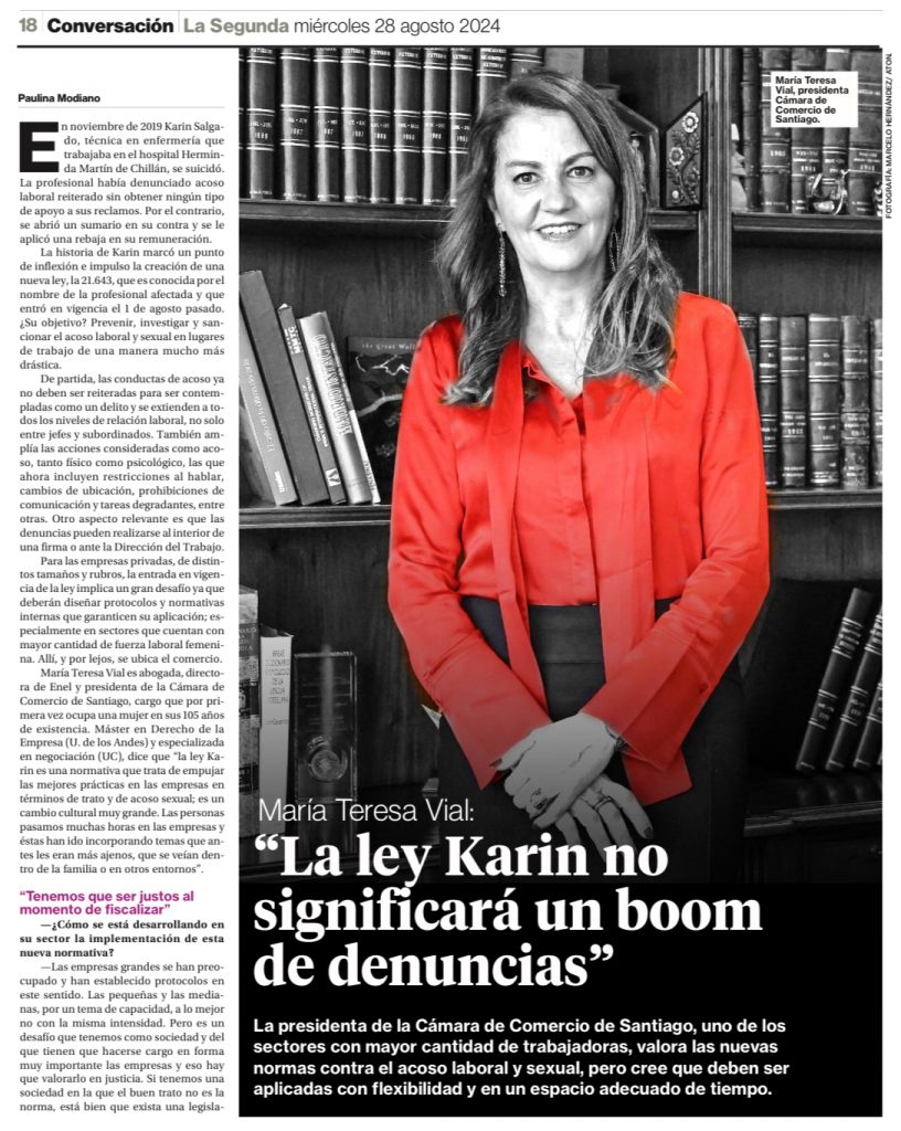 María Teresa Vial: “La Ley Karin No Significará Un Boom De Denuncias” María Teresa Vial: “La Ley Karin No Significará Un Boom De Denuncias”
