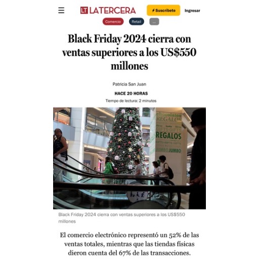 Black Friday 2024 Cierra Con Ventas Superiores A Los Us$550 Millones (04/12/2024) Black Friday 2024 Cierra Con Ventas Superiores A Los Us$550 Millones (04/12/2024)