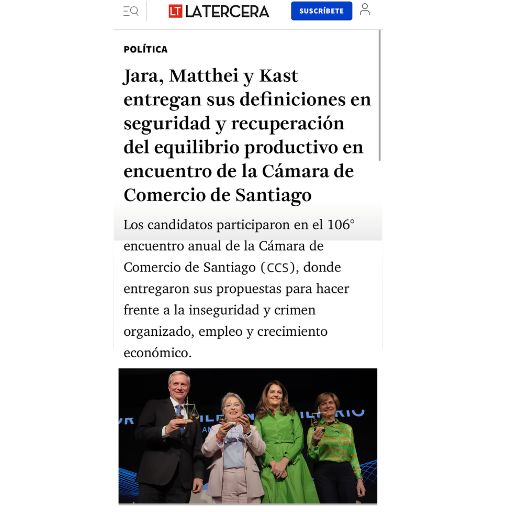 Jara, Matthei Y Kast Entregan Sus Definiciones En Seguridad Y Recuperación Del Equilibrio Productivo En Encuentro De La Cámara De Comercio De Santiago (25/07/2025)