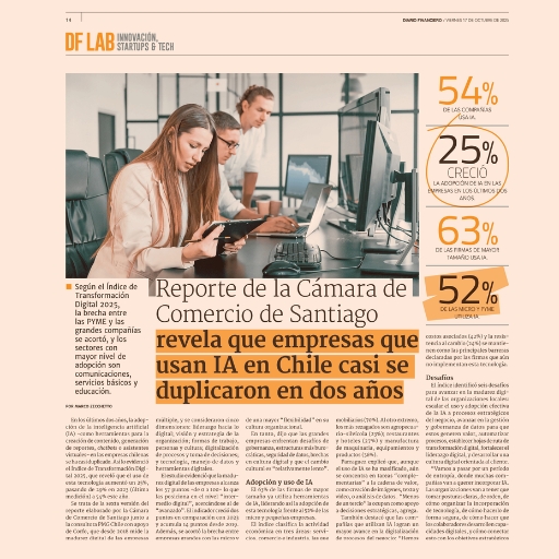 Reporte De La Cámara De Comercio De Santiago Revela Que Empresas Que Usan Ia En Chile Casi Se Duplicaron En Dos Años (17/10/2023) Reporte De La Cámara De Comercio De Santiago Revela Que Empresas Que Usan Ia En Chile Casi Se Duplicaron En Dos Años (17/10/2023)